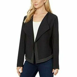 Lysse Graham Studded Jacket Size Small Large 1X Black Blazer Open Front Draped